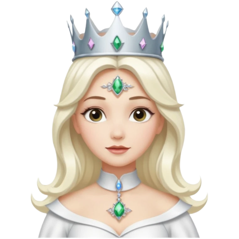 The Good Witch from The Land of Oz with long platinum blonde hair, white outfit and crown emoji
