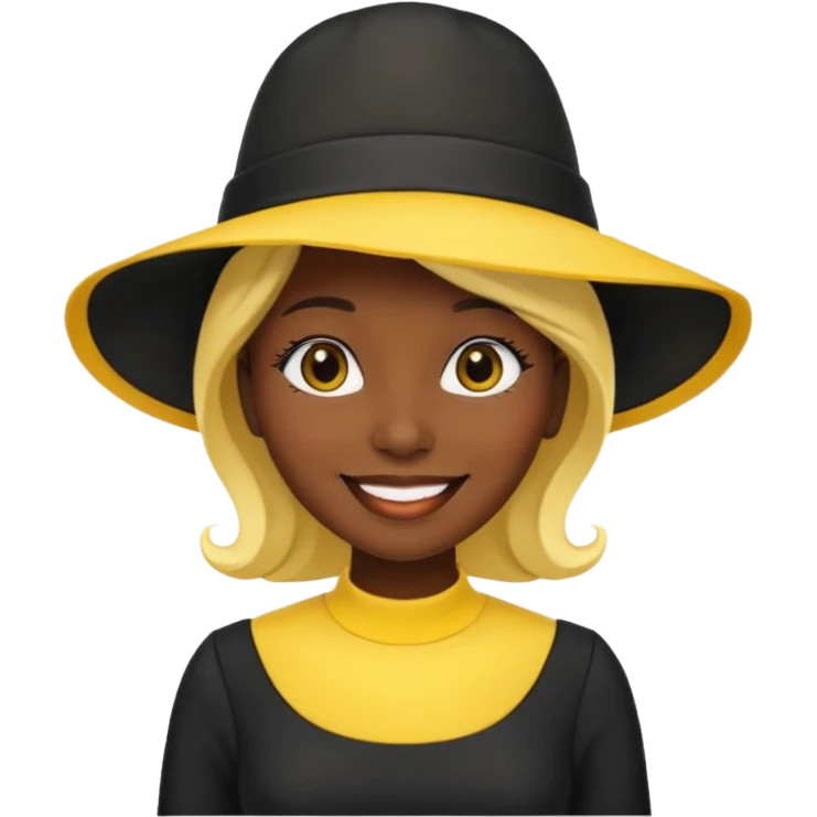 black dressed women with yellow hat emoji