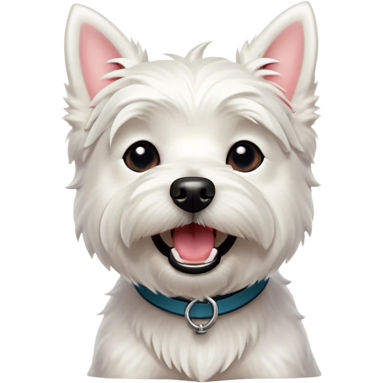 Cinematic Comical West Highland White Terrier Portrait Emoji, Head tilted dramatically with an exaggeratedly shocked or amused expression, featuring a sleek, pristine white coat with perky ears and wide, expressive dark eyes filled with playful disbelief, Simplified yet hilariously expressive features, highly detailed, glowing with a slightly sassy glow, high shine, dramatic yet playful, stylized with an air of cheeky mischief, bright and endearing, soft glowing outline, capturing the essence of a spirited and over-the-top companion, so meme-worthy it feels like it could side-eye its way into internet fame instantly! emoji