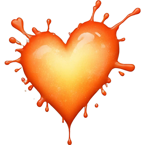 splattered paint heart glowing red-orange warmth emoji