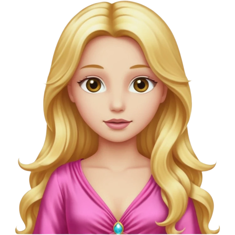 Venus from Gods and Goddesses with long golden blonde hair, pink outfit emoji