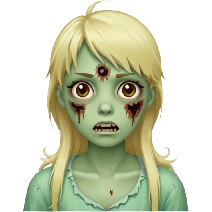 classic zombie girl with long blonde hair and bangs  emoji