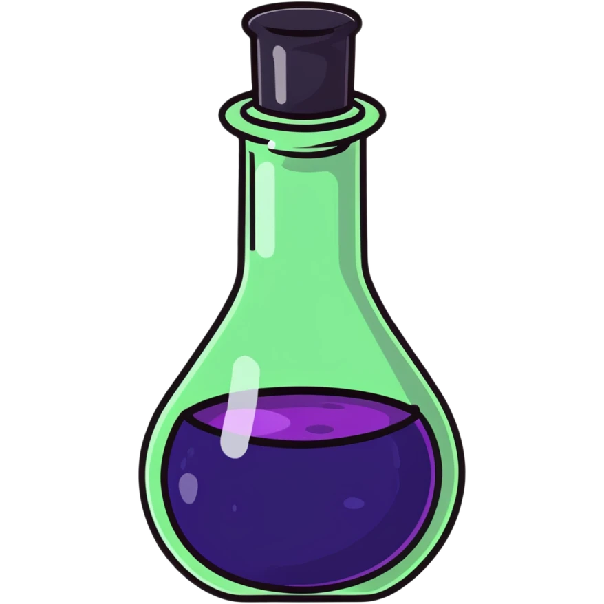 Floating potion bottle with glowing liquid emoji