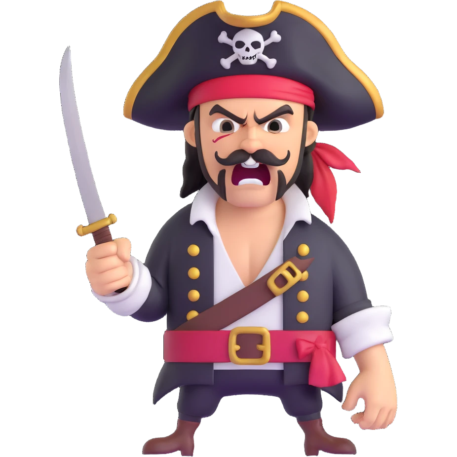 angry pirate with a knife in mouth emoji