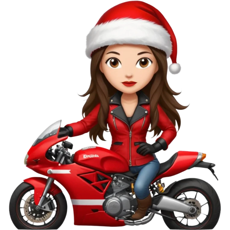 biker girl brune long hair moto christmas ducati emoji