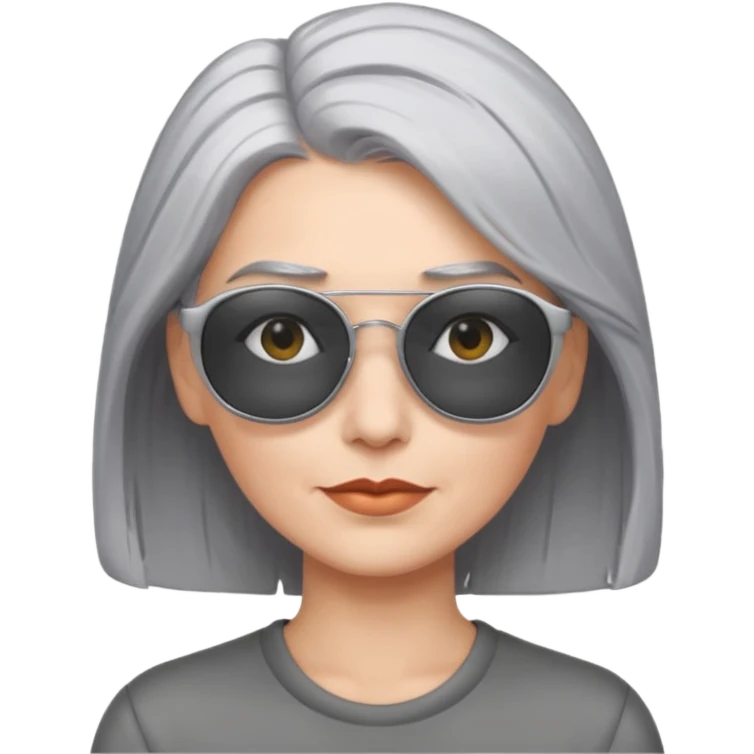 Woman with cool grey hair and shades emoji