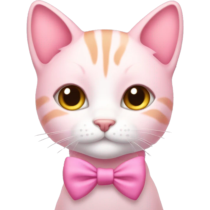 Pretty pink cat with pink bow around her neck emoji