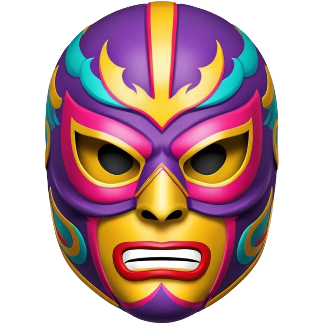 colorful sinister luchador mask with menacing expression emoji