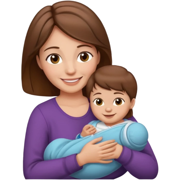 Mother holding infant brown hair fair skin emoji