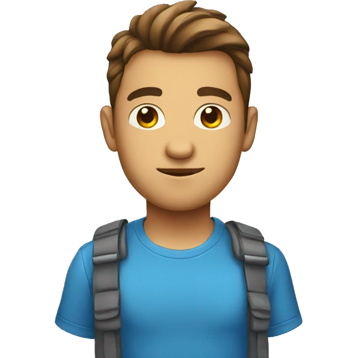 cool guy in blue shirt with one sided emoji