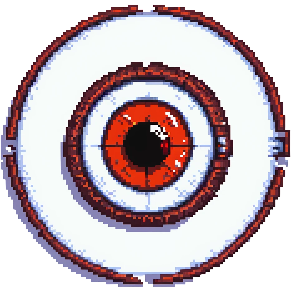 sharingan eye, pixel art, retro video game style emoji