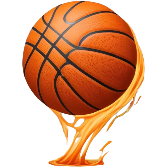 Cinematic Realistic image of a basketball captured in dynamic motion, with detailed surface textures and a slight motion blur, set against a vibrant urban backdrop with energetic lighting emoji