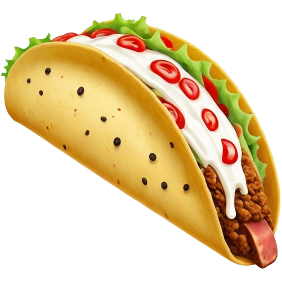 Meat taco with a lot of white dripping paint emoji