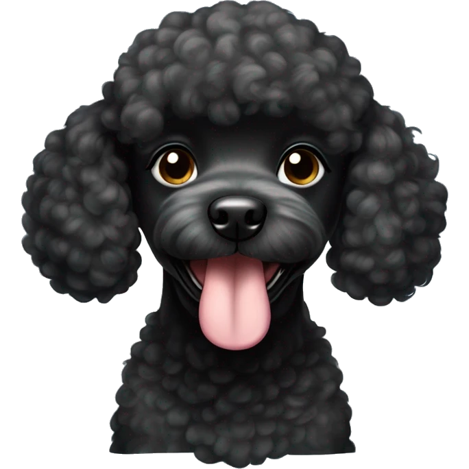 cachorrita french poodle de pelo negro muy corto sonrriendo emoji