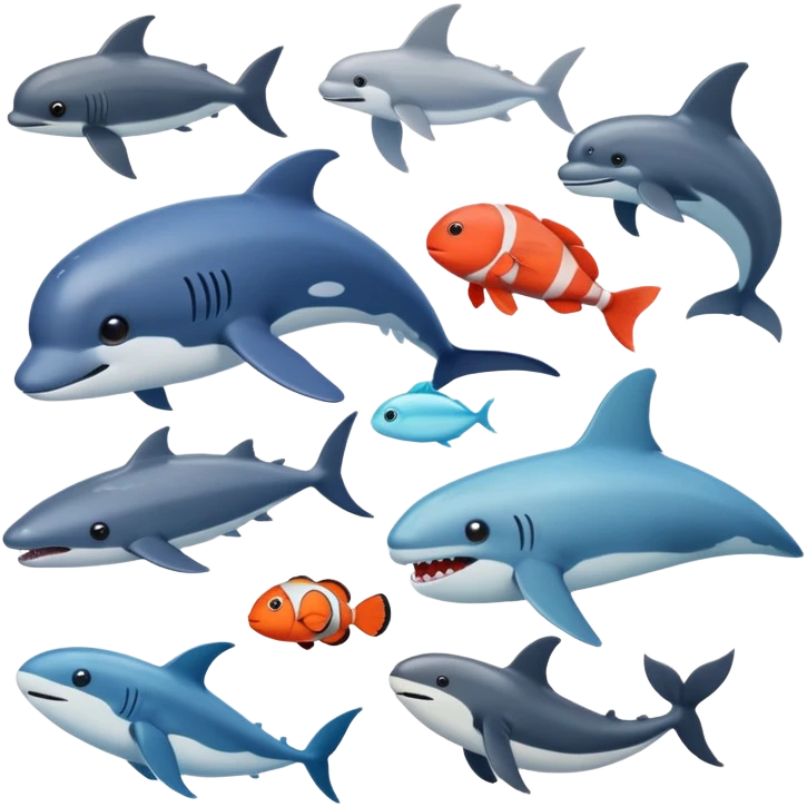 Ocean animals in Ghibli style emoji