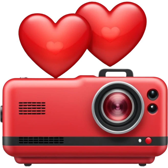 Projector reflecting red hearts  emoji