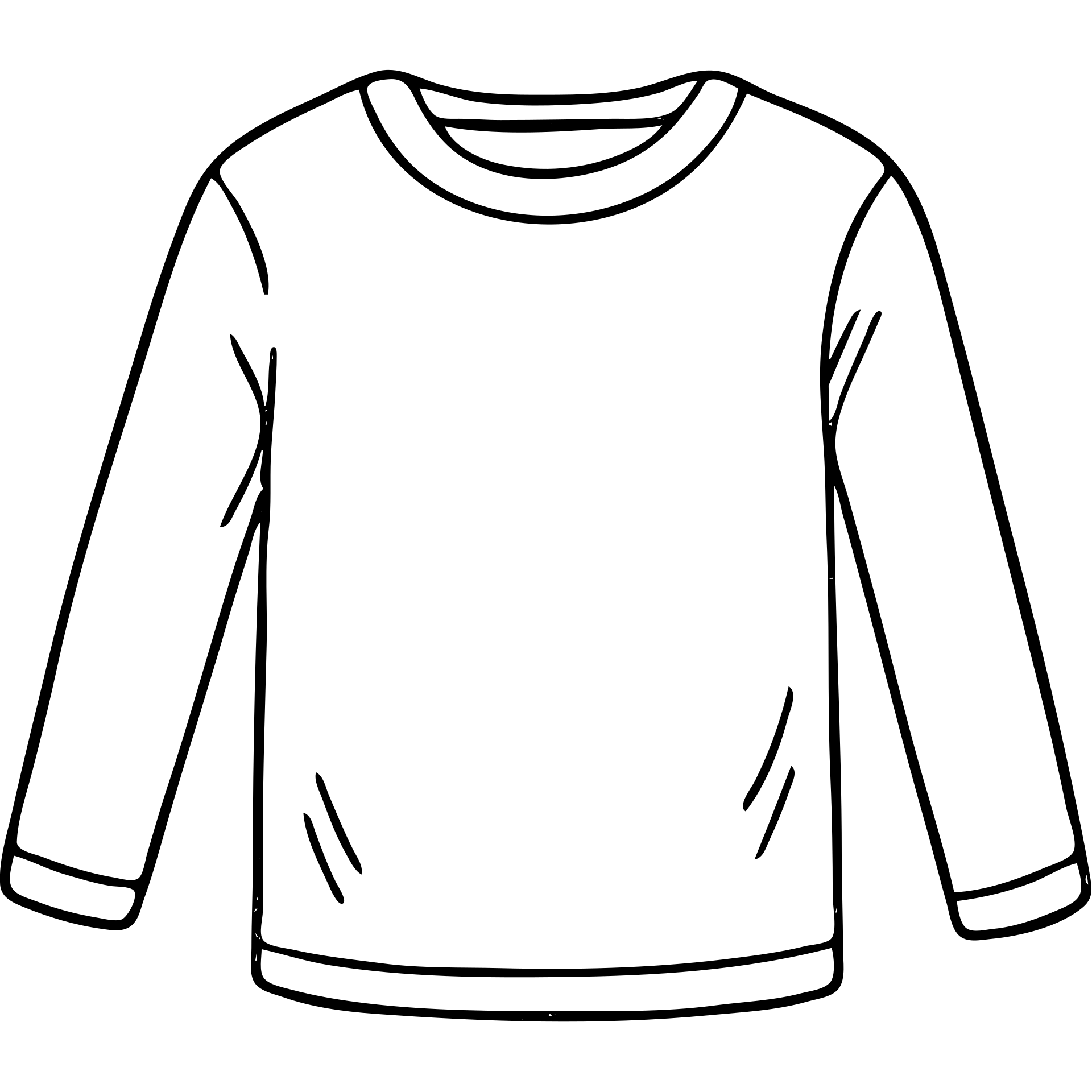 hand drawn outlined long sleeve shirt icon emoji