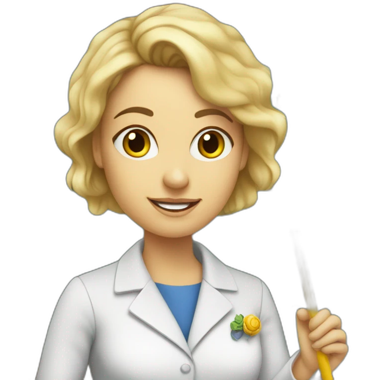 White woman scientist holding a Greek flag and writing equations on a chalk board emoji