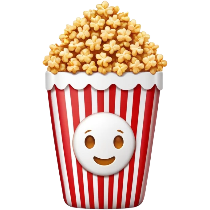 minimalist caramel popcorn in red and white horizontally striped package, ultra simple design, Apple emoji style emoji