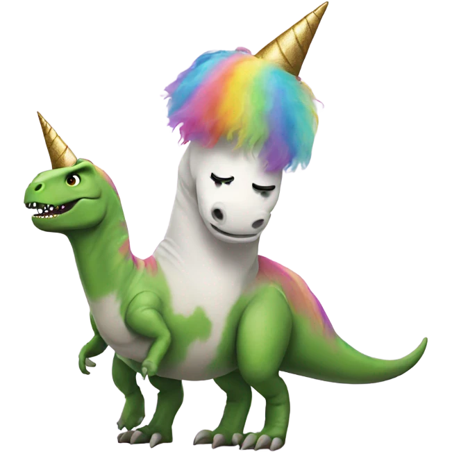 t-rex dresses as a unicorn emoji