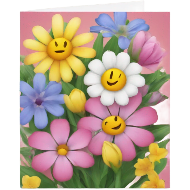 Beautiful Greeting card with flowers on the cover emoji