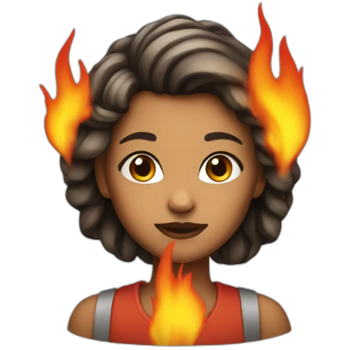 girl with fire instead of hair emoji