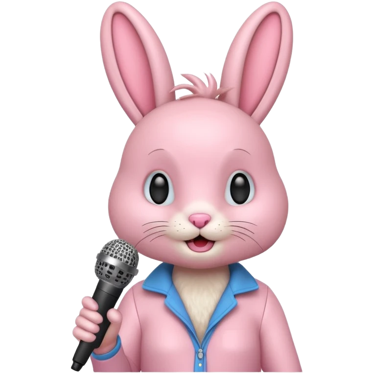 pink bunnie singing , holding mic emoji