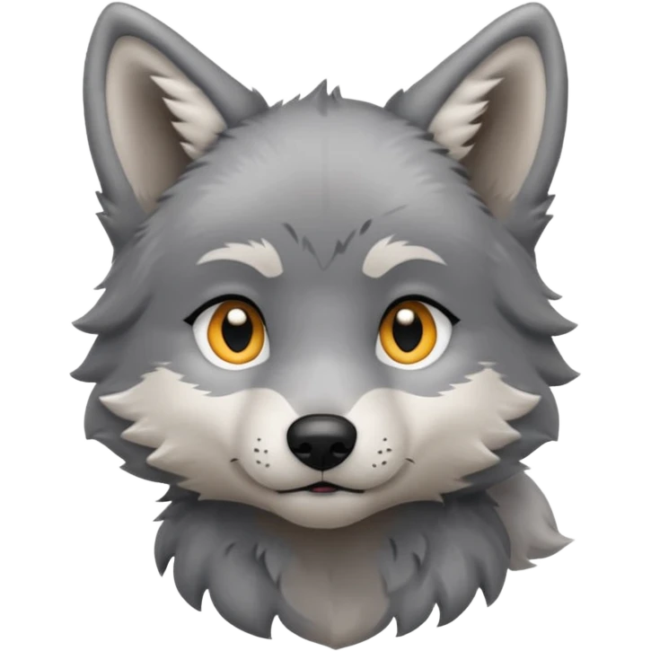 Wolf pup with soft fur and alert ears, half body emoji