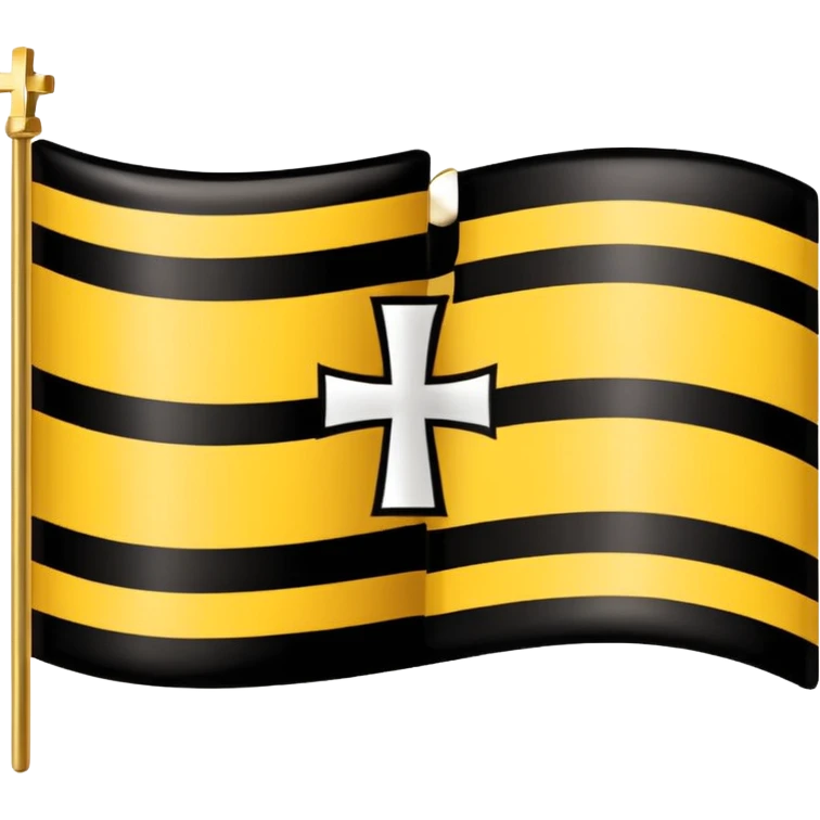 Each flag features a gold cross symbol, likely a Coptic cross, on a black and yellow background with horizontal stripes. 
 emoji