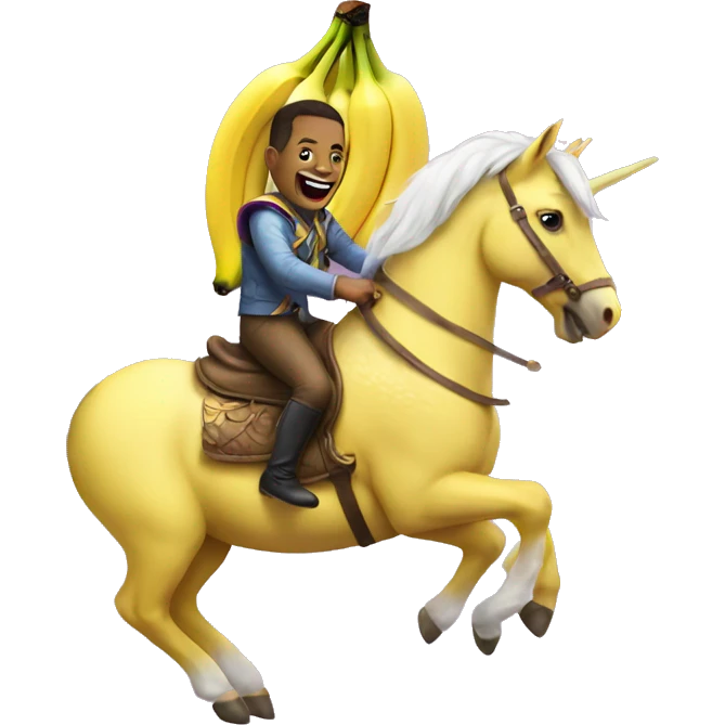 Banana riding a unicorn emoji