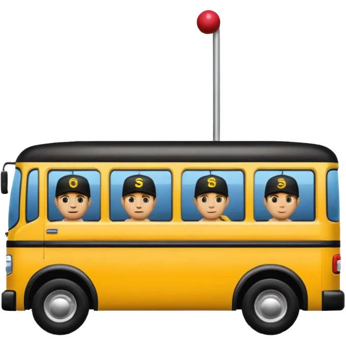 autobus de equipo llevando a egnte de basebal  y un chofer emoji