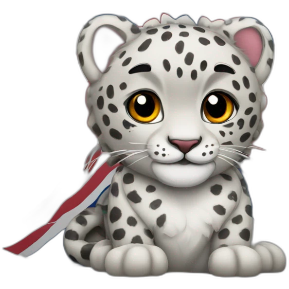 snow leopard wrapped in the flag of the united kingdom emoji