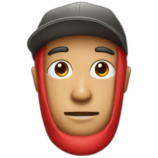 Red letter M with a face and a cap emoji