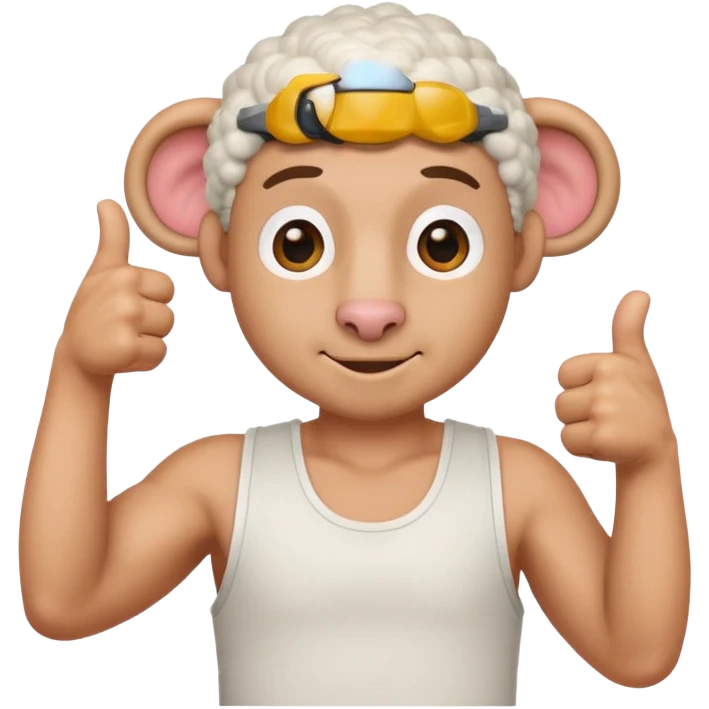 Sheep man, wearing a tank top, giving a thumbs up emoji