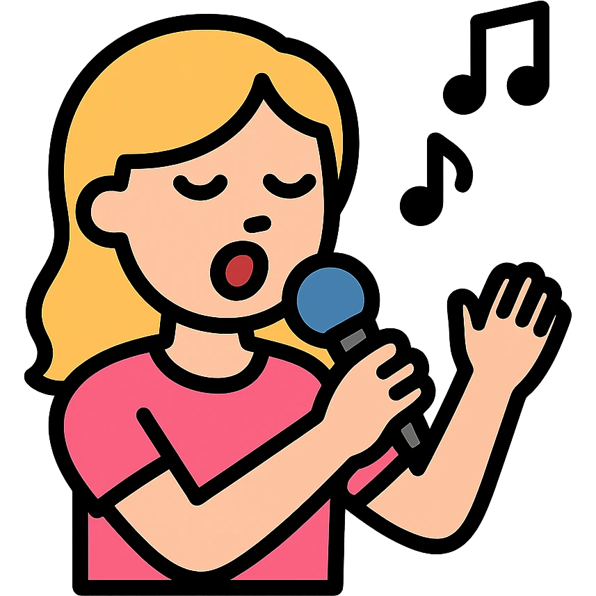 young lady singing emoji
