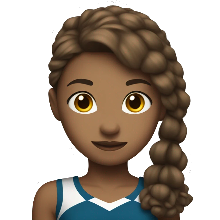   girl with brown hair, who does competitive cheerleading emoji