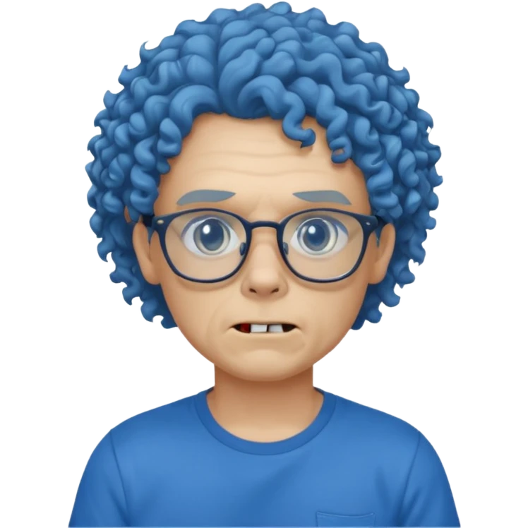 curly hair zombie with glasses blue t shirt emoji