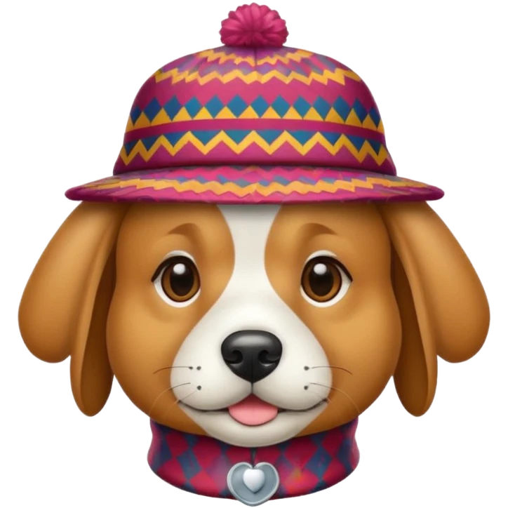 dog animal wearing patterned hat  emoji