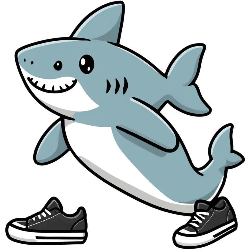 Shark with shoes emoji