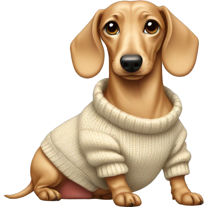 cream dachshund in a sweater emoji