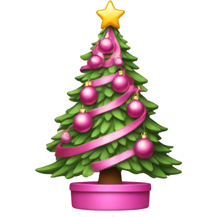 Pink Christmas tree with ornament iOS  emoji