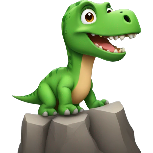 A a dinosaur who can climb in a mountain emoji