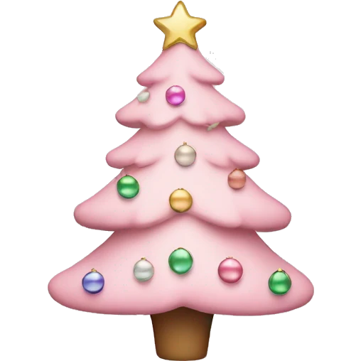 Light pink Christmas tree with pastel ornaments and lights  emoji