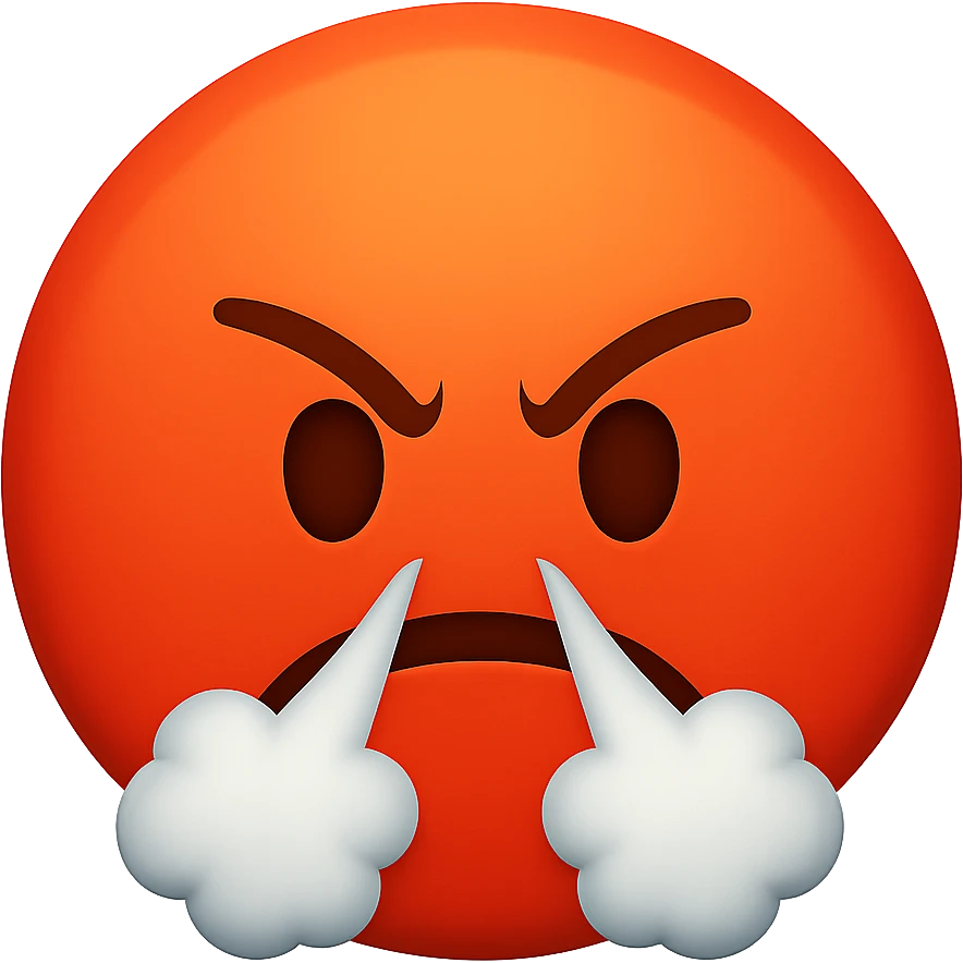 face with red angry steam emoji, digital illustration emoji