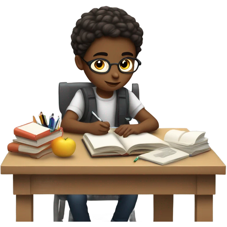 white child studies hard emoji