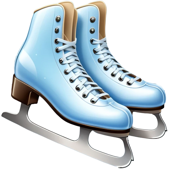 An icon showing a pair of elegant ice skates gliding across a smooth, frozen rink with snowflakes in the air. In the background, twinkling lights, winter trees, and cheering spectators create a festive atmosphere. Transparent background highlights the grace and charm of ice skating. emoji