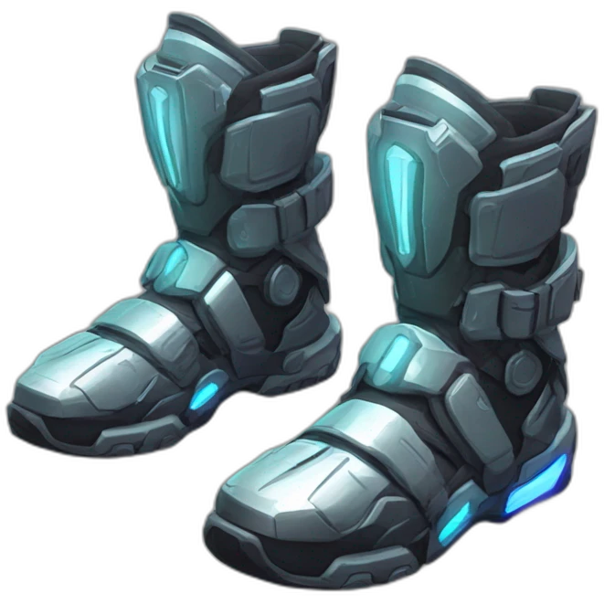 futuristic armored Omega Energy boots radiating omega energy emoji