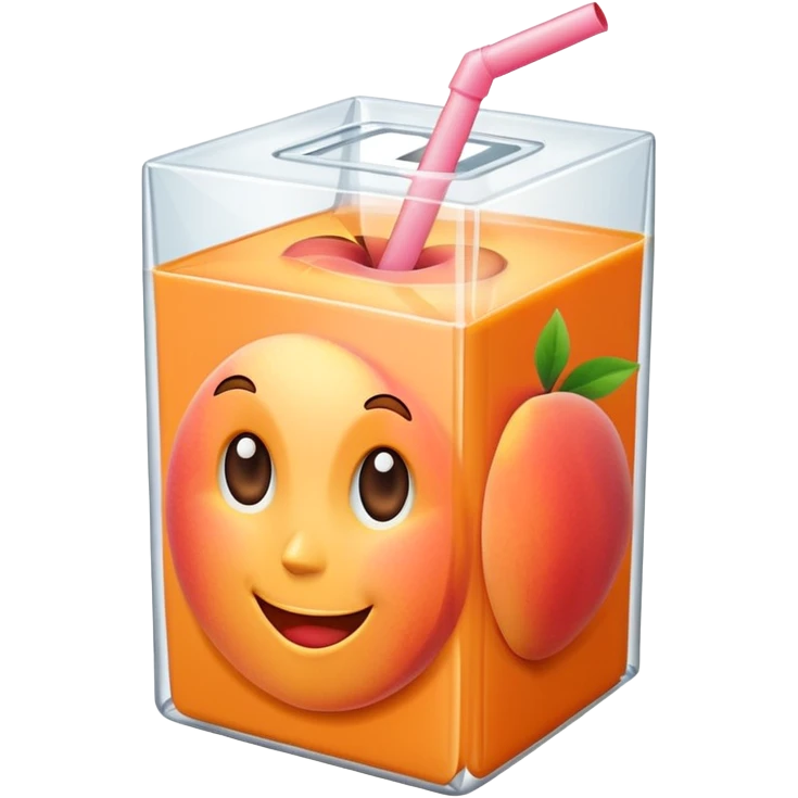 A juice box with a peach inside emoji