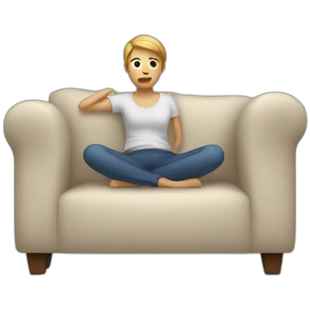 a person complaining about sitting on a sofa emoji