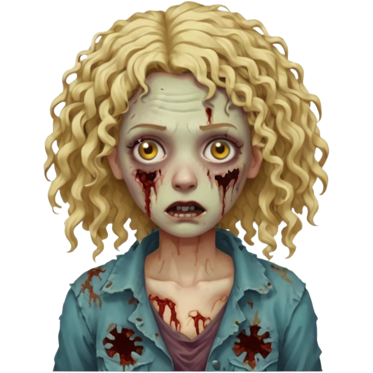 Mulher zumbi de cabelo cacheado loiro emoji